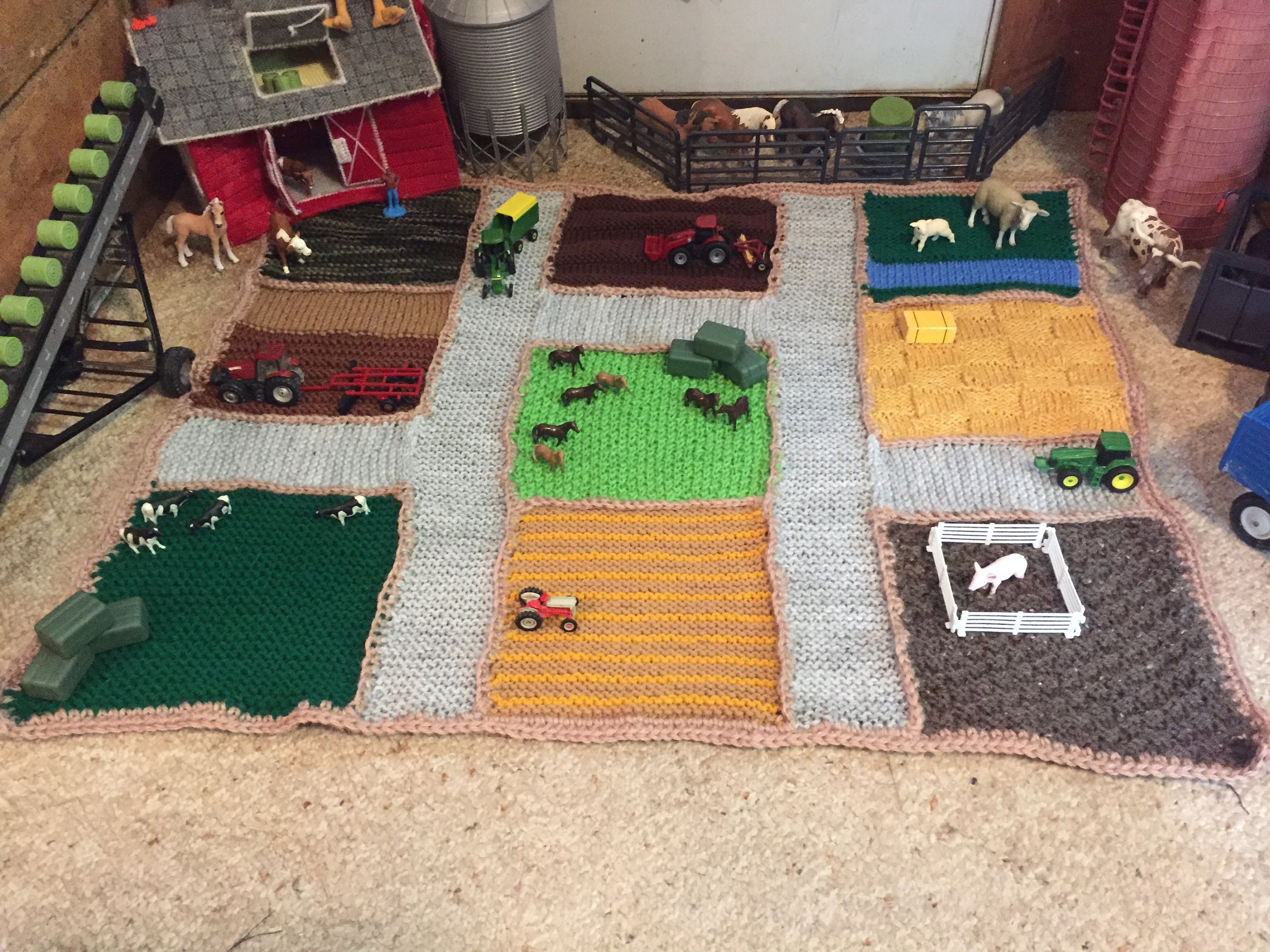 Farm Play Mat Blanket Knitted Etsy