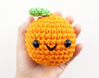 Stuffed Orange Fruit | Stuffed Decoration Plushie Toy | 3 Inches | Handmade Crocheted | Small Handheld Ball | Happy Smiling | Florida Gifts