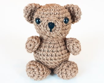 Teddy Bear Plush | Stuffed Decoration Plushie Toy | Small 5 Inches | Handmade Crocheted Little Bear | Medium Brown or Custom | Made to Order