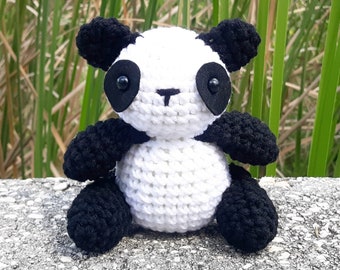 Panda Bear Plush | Stuffed Decoration Plushie Toy | 6 Inches | Handmade Crocheted | White & Black