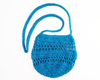 Small Crossbody Bag | Classy Tote | 9 Inches | Handmade Crocheted | Fashion Purse | Boho Style | 100% Cotton | Custom | Dark Teal Blue