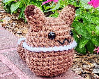 Brown Little Monster Plush / Cute Baby Critter / Pequeño 5 pulgadas / Decoración rellena Little Plushie Toy / Ganchillo hecho a mano / Cute Fluffy