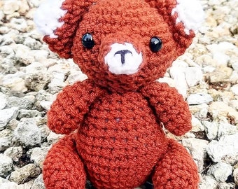 Fox Plush | Decoration Plushie Toy | Stuffed Fox Doll | 6 Inches | Handmade Crocheted | Dark Auburn Sequoia Red