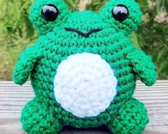 Frog Plush | Stuffed Decoration Plushie | Home Decor | 5 Inches | Handmade Crocheted | Happy Smiling | Cute Gift | Paddy Shamrock Green