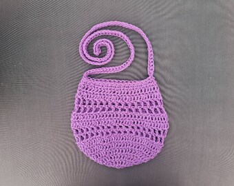 Small Crossbody Bag | Classy Tote | 9 Inches | Handmade Crocheted | Sling Bag | Classic Purs | Boho Style | 100% Cotton | Orchid Dark Purple
