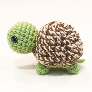 Turtle Plush | Stuffed Plushie Toy | 5 Inches | Handmade Crocheted | Light Green With Brown Multicolored Shell