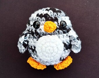 Penguin Plush | Stuffed Decoration Plushie Toy | Small 4 Inches | Handmade Crocheted | Cute Chunky Fat | Puffin Plushie | Black & White