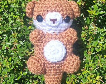 Otter Plush | Stuffed Decoration Plushie Toy | Large 9 Inches | Handmade Crocheted | Cute Chonky Happy | Baby Sea Creature | Brown & Cream