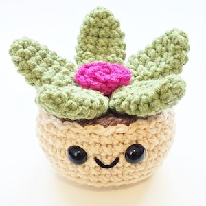 Succulent Plush | Stuffed Decoration Plushie | Home Decor | 5 Inches | Handmade Crocheted | Green Happy Smiling Cactus Plant in Soft Pot