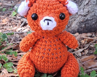 Fox Plush | Decoration Plushie Toy | Stuffed Fox Doll | Medium 6 Inches | Handmade Crocheted | Cute Woodland Creatures | Dark Burnt Orange