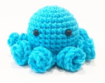 Octopus Plush | Stuffed Decoration Plushie Toy | 3 Inches | Handmade Crocheted | Light Aquamarine Turquoise Blue