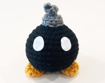 Bomb Plush | Little Monster | Baby Critter | Stuffed Decoration Plushie Toy | 6 Inches | Handmade Crocheted | Black