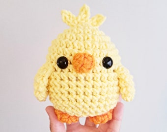 Baby Duck Plush | Stuffed Decoration Plushie Toy | Small 5 Inches | Handmade Crocheted | Tiny Little Rubber Duckie | Chonky Cute | Yellow