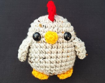 Baby Chicken Plush | Stuffed Decoration Plushie Toy | Small 5 Inches | Handmade Crocheted | Chonky Cute | Little Rooster Hen | Speckled