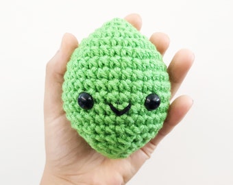 Stuffed Lime Fruit | Stuffed Decoration Plushie Toy | 3 Inches | Handmade Crocheted | Small Handheld Ball | Happy Smiling | Green Gift