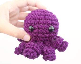 Octopus Plush | Stuffed Decoration Plushie Toy | 3 Inches | Handmade Crocheted | Medium Dark Amethyst Purple