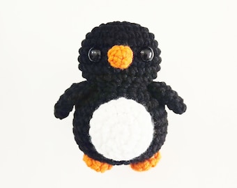 Mama Penguin Plush Stuffed Decoration Toy Big Large Size 6 Inches Handmade Crocheted Emperor Puffin Black & White Chubby Chunky Chonky Cute