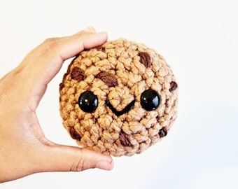 Stuffed Cookie Plushie | Decoration Plushie Toy | 4 Inches | Handmade Crocheted | Small Handheld | Chocolate Chips | Chunky Cute Gift