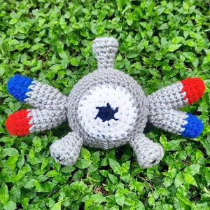 Large Magnet Grey Monster Character Plush | Big 10 Inches | Stuffed Decoration | Cute Little Handheld Plushie Toy | Handmade Crocheted