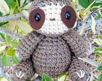 Sloth Plush | Stuffed Decoration Plushie Toy | 6 Inches | Handmade Crocheted | Light Brown