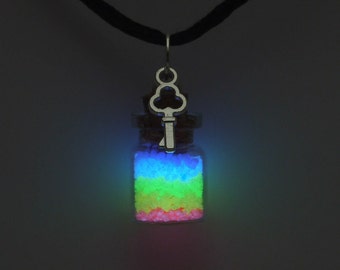 Magic Rainbow Bottle Necklace - Glowing Rainbow Necklace - Magic Potion Necklace - Potion Bottle Pendant - Rainbow Pendant - Potion Charm