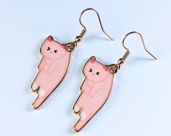 Pink Kitty Dangle Earrings: Kawaii Cat Jewelry