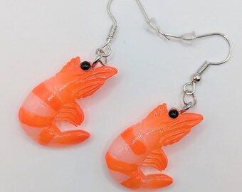 Pendientes de camarón novedosos - Joyas divertidas de camarones - Pendientes de disfraz inusuales y extravagantes - Accesorios con temática de crustáceos - Idea de regalo divertida para el amigo invisible