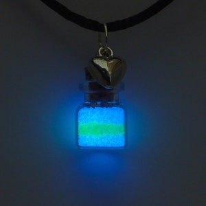 Glowing Mana Potion Necklace: Green & Blue Elixir Vial, Cosplay Larp