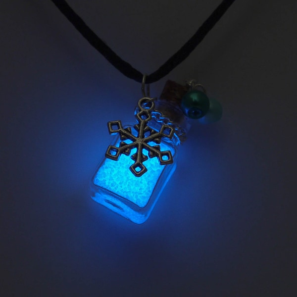 Frost Mage Necklace - Blue Mana Potion - Glow Bottle - Mage Role Play Jewelry - Frost Mage Cosplay - Gamer Jewelry - Fantasy MMORPG Necklace