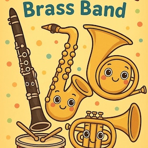 Brass Band Coloring Book for Kids | Printable Musical Instrument Coloring Pages | Cute Music Education Activity | Digital Download