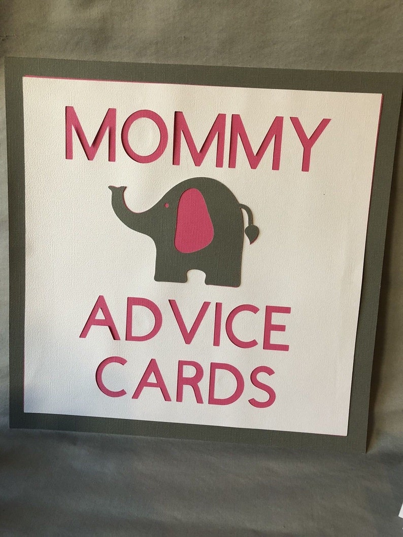 Great For Baby Showers You choose Pink or Blue Elephant Mommy sign and Advice Cards