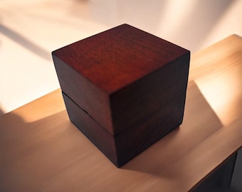 Dark Orange Beech Wood Single Ring Box engagement ring box , proposal gift for her  Handmade  Unique Jewellry Box Gift for her Wedding 170