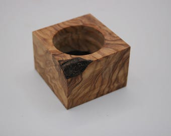 Handcrafted Olive Wood Crystal Display Stand – Live Edge Orb Holder (65)