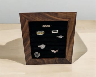 Handcrafted Black Walnut ring display, ring organiser stand, ring stand holder,ring tray, jewellery store design,jewelry photography tool