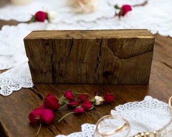 Handcrafted Pippy Oak Burr Slimline Ring Box – Holds Up to 3 Rings  Rustic Wooden Engagement & Wedding Ring Box