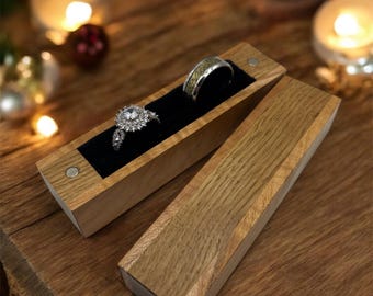 Handcrafted Pippy Maple wood Slimline Ring Box – Holds Up to 3 Rings  Rustic Wooden Engagement & Wedding Ring Box ideal anniversary present