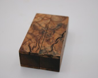 Handmade Slimline Engagement Ring Box - Salvaged Teak & Ebonised Olive Wood - with Natural Fissure - Unique Wood Ring Holder