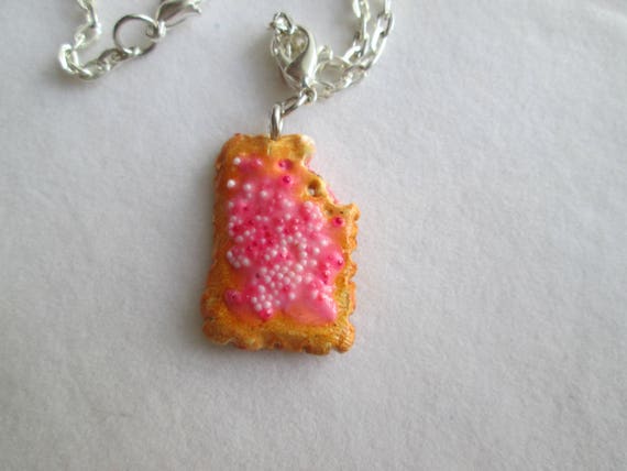 Toasted Pop Tart Necklace. Miniature Food Jewelry