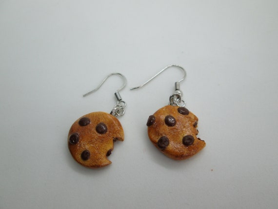 Chocolate Chip Earrings kitcshy miniature food jewelry polymer clay food