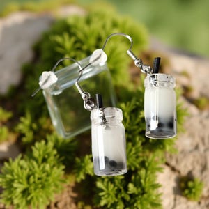 Miniature Boba Tea Earrings Dangle Drop Cute Bubble Tea Jewelry Kawaii Drink Earrings  Gifts for Boba Lovers