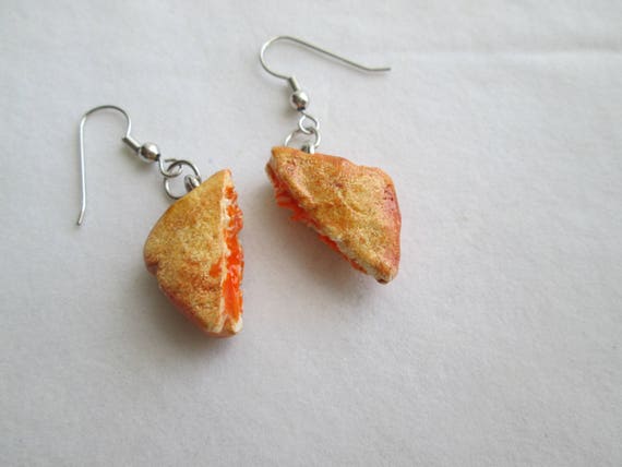 Miniature Food Jewelry, Grilled Cheese Sandwich Earrings