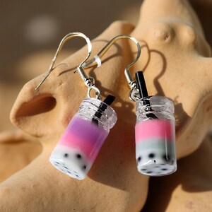 Miniature Boba Tea Earrings Dangle Drop Cute Bubble Tea Jewelry Kawaii Drink Earrings  Gifts for Boba Lovers