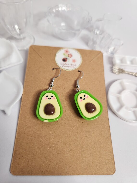 Avocado lovers earrings. Miniature food jewelry trendy mini earrings boho