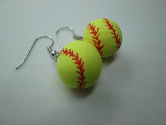 Softball Earrings Softball Charms Softball Jewelry kitcshy miniature sports charms