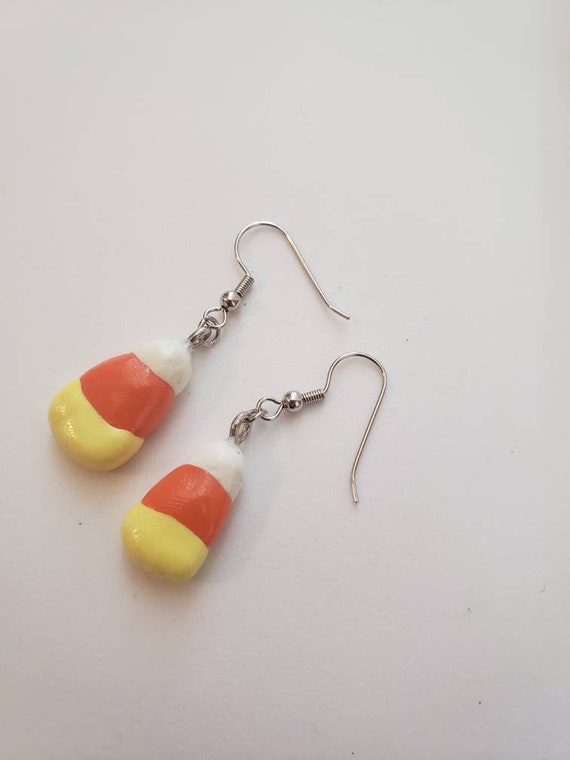 Halloween candy corn earrings. Candy corn Charm Trick or treat miniature food jewelry  kawaii
