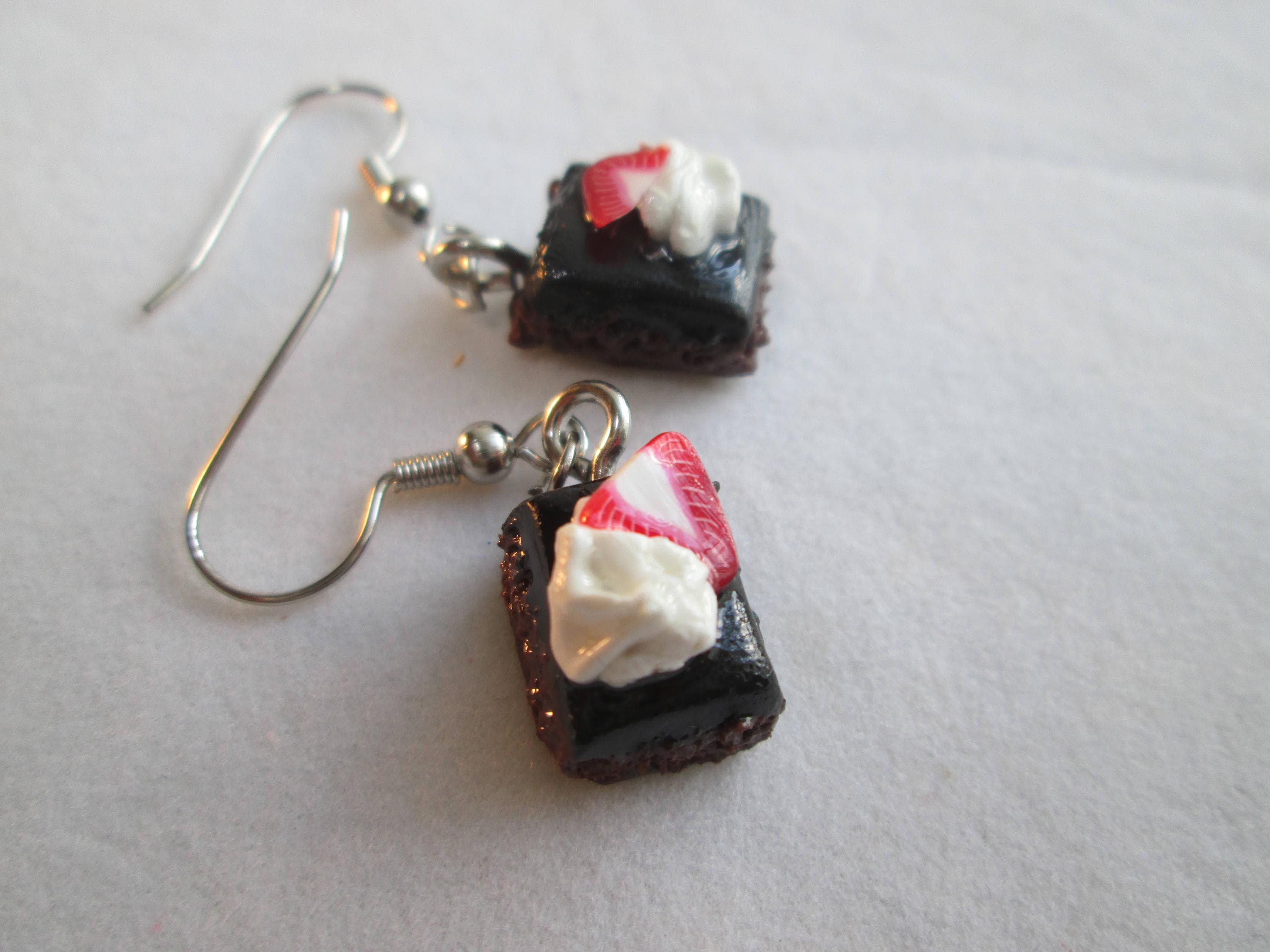 Brownie Earrings, Miniature Food Jewelry, Polymer Clay Food