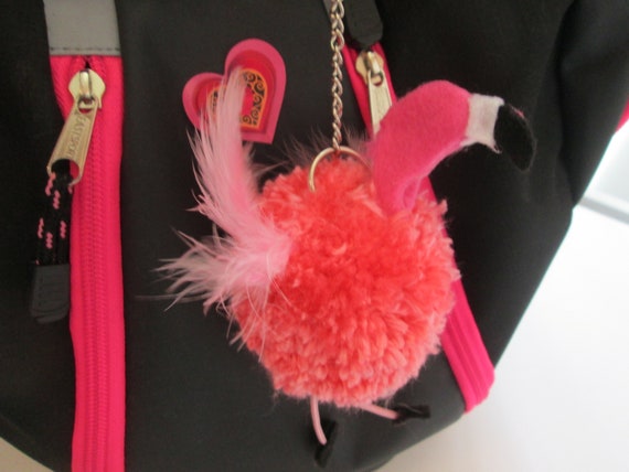 Flamingo Pom Pom Bag Hanger Pom Pom Keychain Pink Flamingo