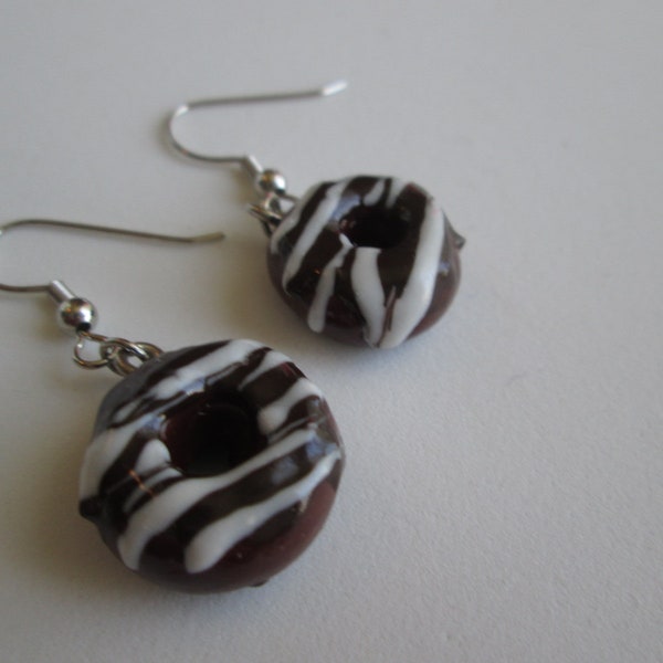 Miniature food jewelry, Mini Donut earrings, Miniature sweets, Donut earrings, Doughnut earrings, Kawaii,Polymer clay