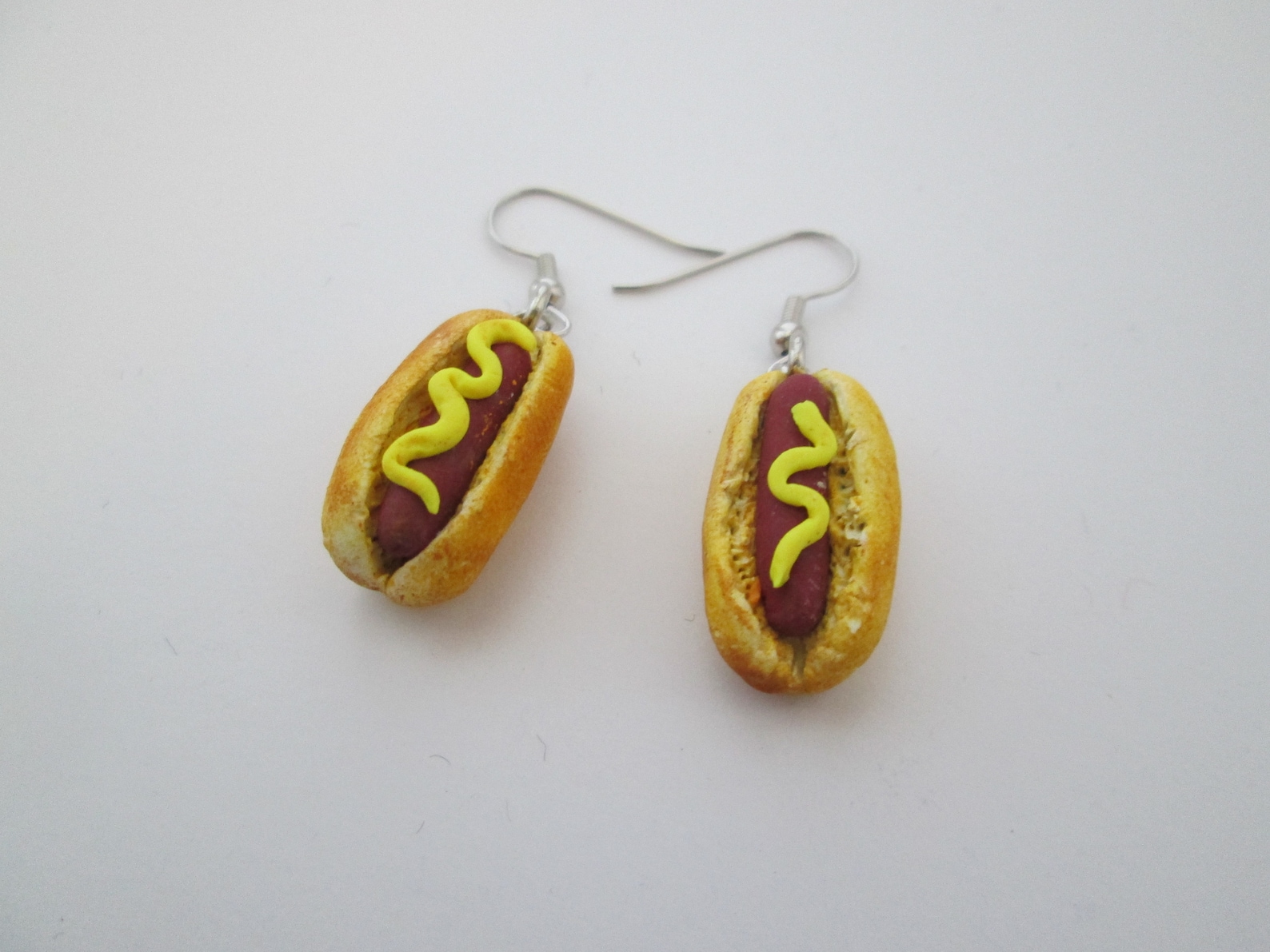 Hot Dog Earrings Miniature Food Jewelry, Food Earrings. Hotdog Earrings