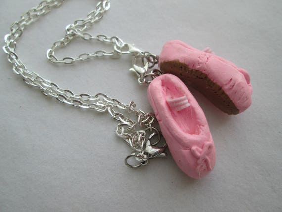 Miniature Polymer Clay Ballet Slippers Necklace